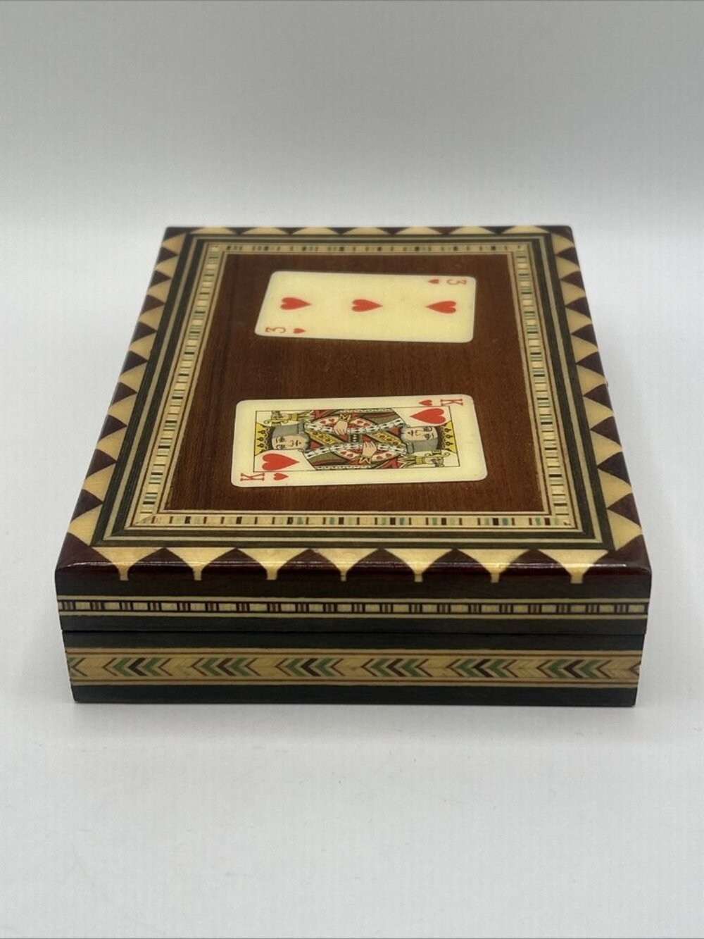Miguel Laguna Playing Card Box Lacquered Mosaic Wood Inlay Handmade In Spain - Picture 16 of 16